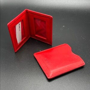 J. Crew Red Leather Mini Photo Frame RARE! Handmade in England 🏴󠁧󠁢󠁥󠁮󠁧󠁿 Vintage